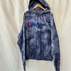 Champion - Reverse Weave Hood - Hand dyed shades of blue.